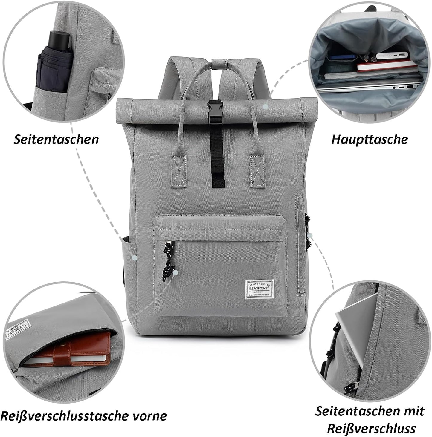 Laptop-Rucksack, 15,6 Zoll, Hellgrau 01