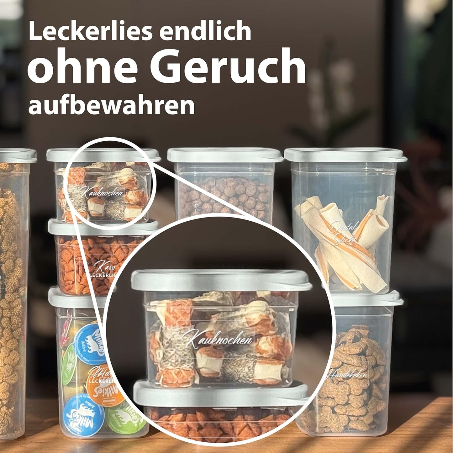 12 x luftdichte Vorratsdosen, Weiß / Hellgrau 12x 500ml
