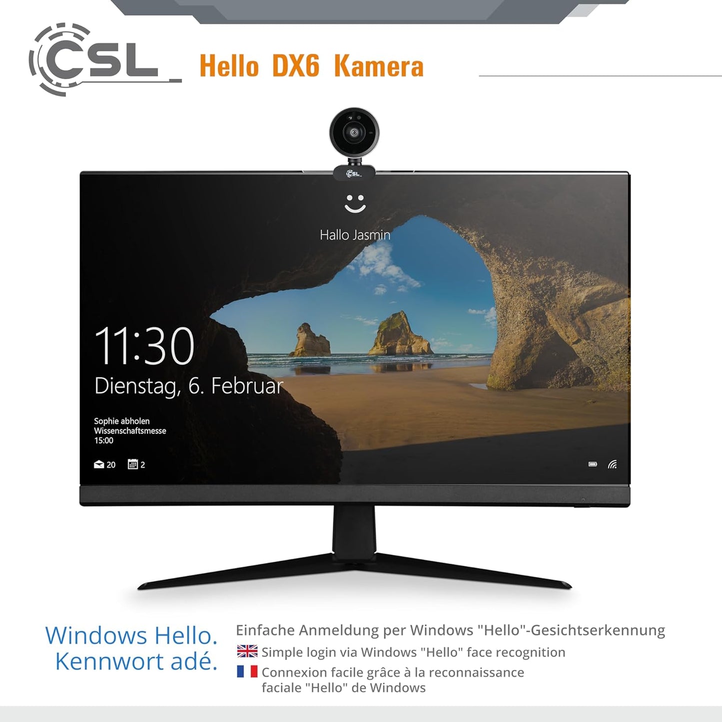 DX6 Webcam mit Infrarot-Tiefenkamera, Hello DX6