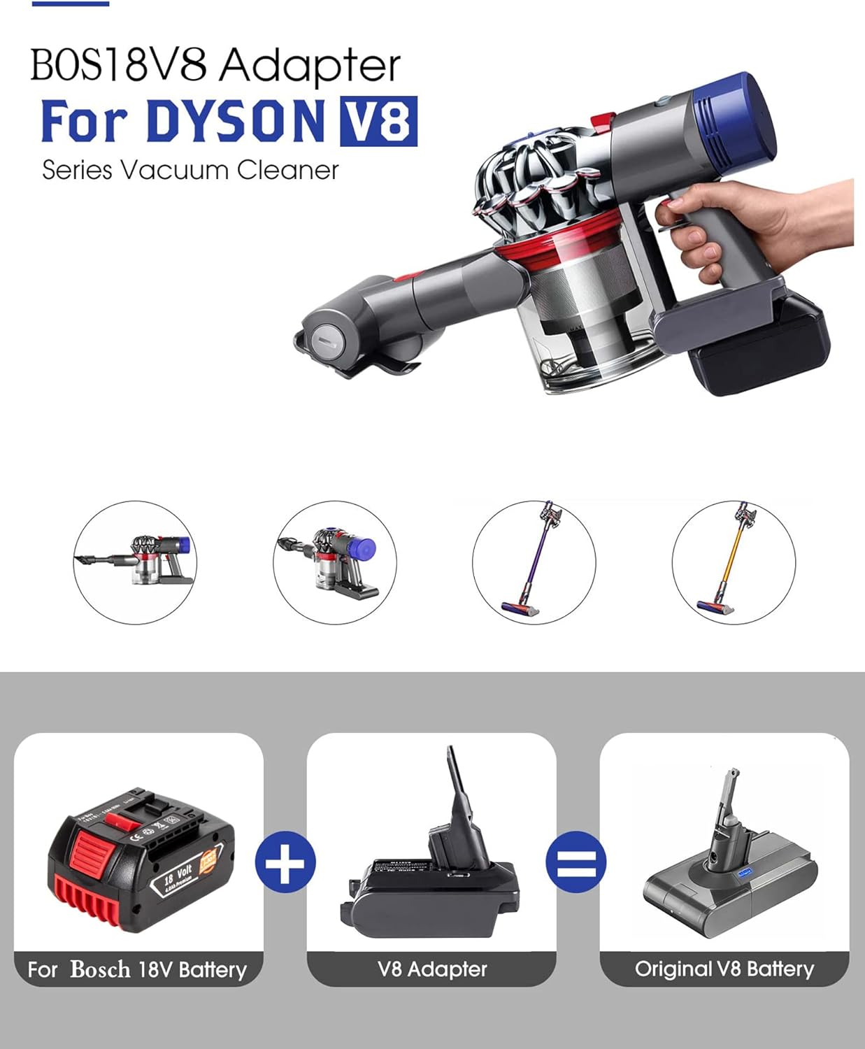 Dyson V8 Akku Adapter BOS18V8, BOS18V8