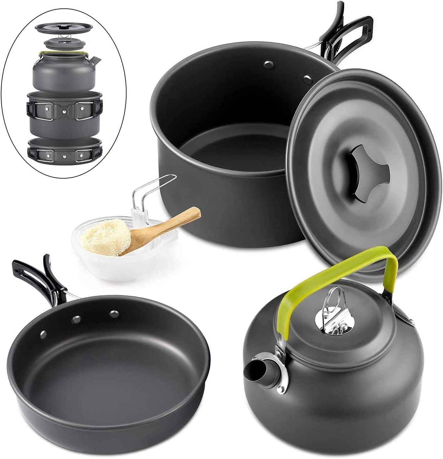 10-teiliges Camping-Kochgeschirr-Set, stapelbar