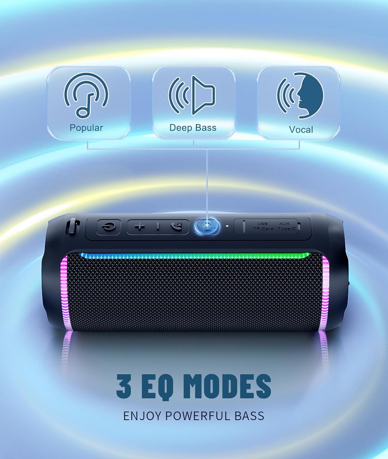 X30 Bluetooth Lautsprecher mit LED-Licht, 30h Spielzeit, schwarz