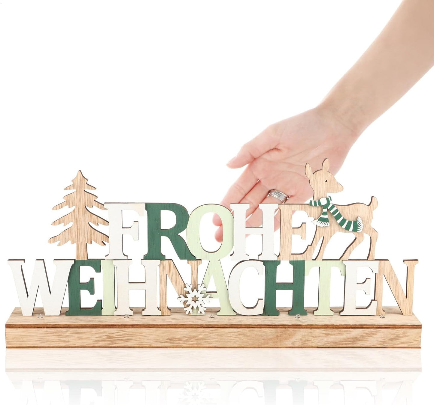 LED-Deko-Aufsteller, Rentiere - Grün