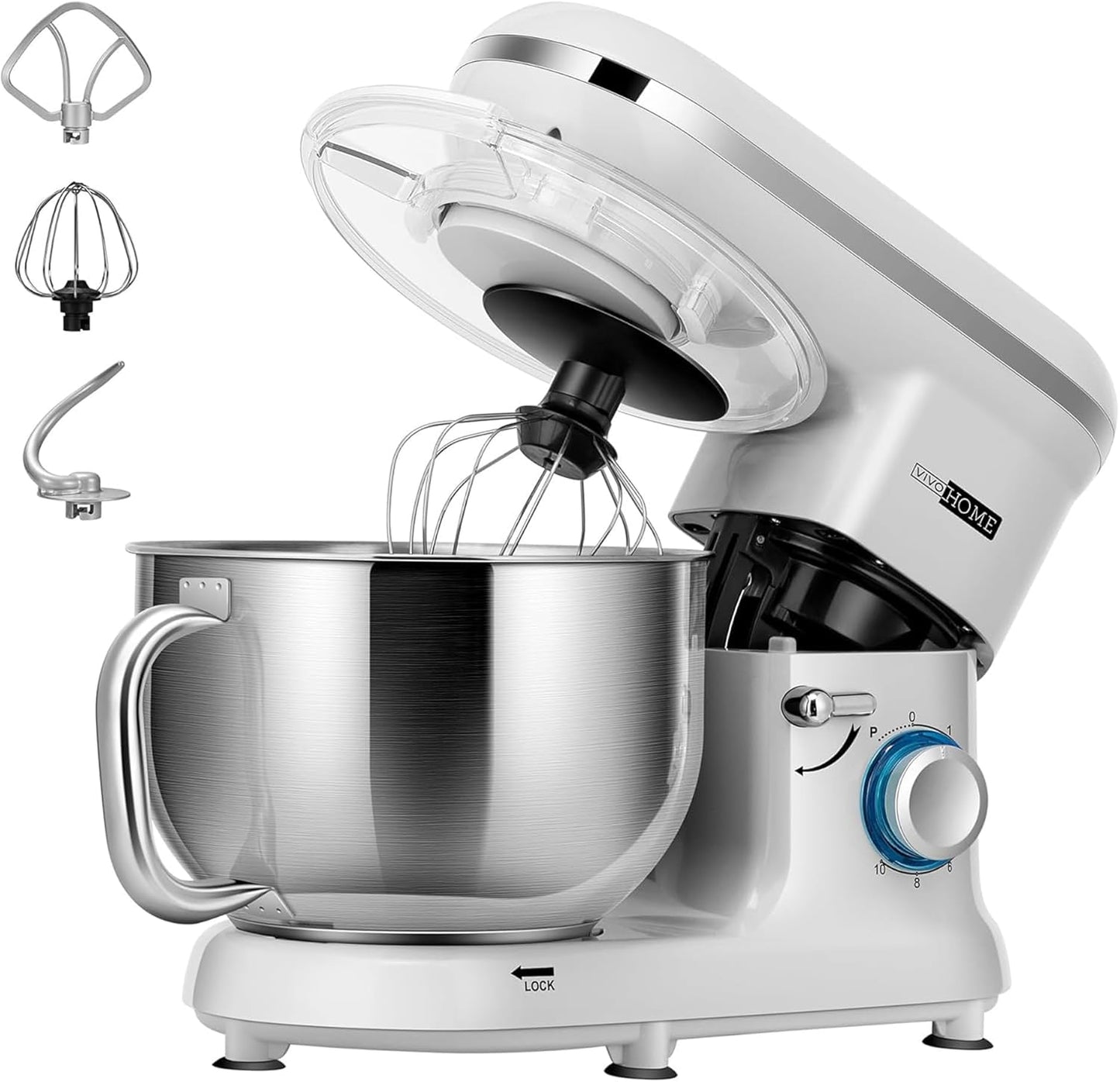 Küchenmaschine mit 10 Geschwindigkeiten, Silbern