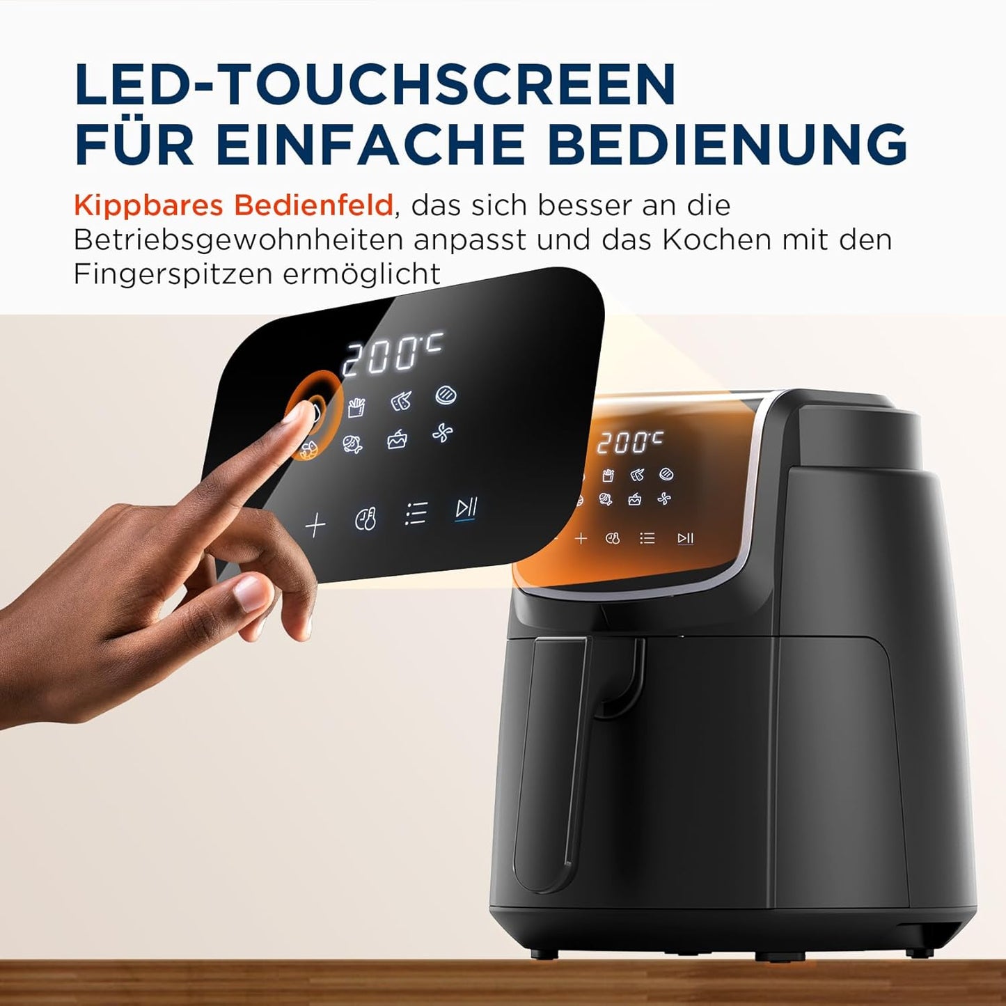 Heissluftfritteuse MAD40F8APK mit LED-Touchscreen, 4 L