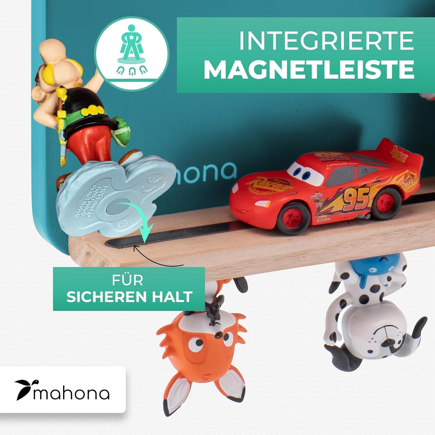 Toniebox Figurenregal für Kinderzimmer, Display-Regal Türkis