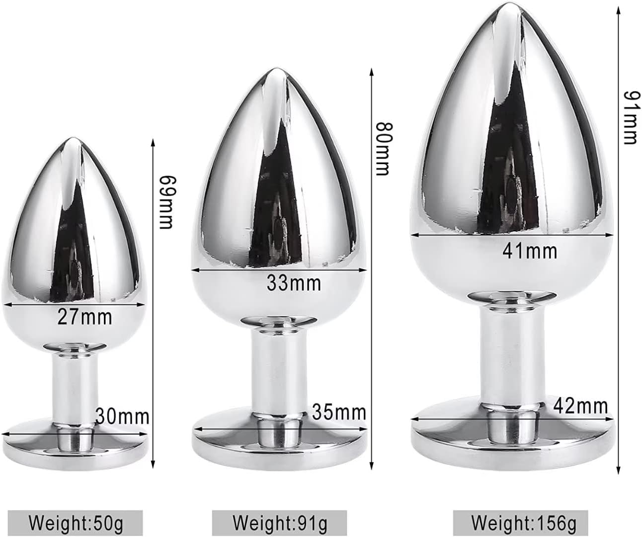 3-teiliges Analplug Set mit Kristall, Rote