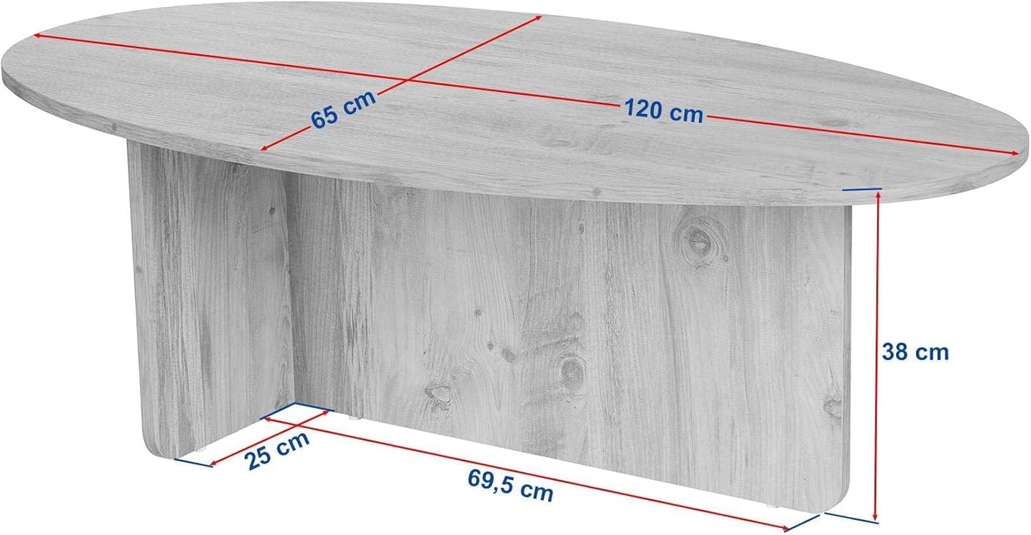 Stilvoller Couchtisch, melaminbeschichtet, 120x40x65 cm, Travertine