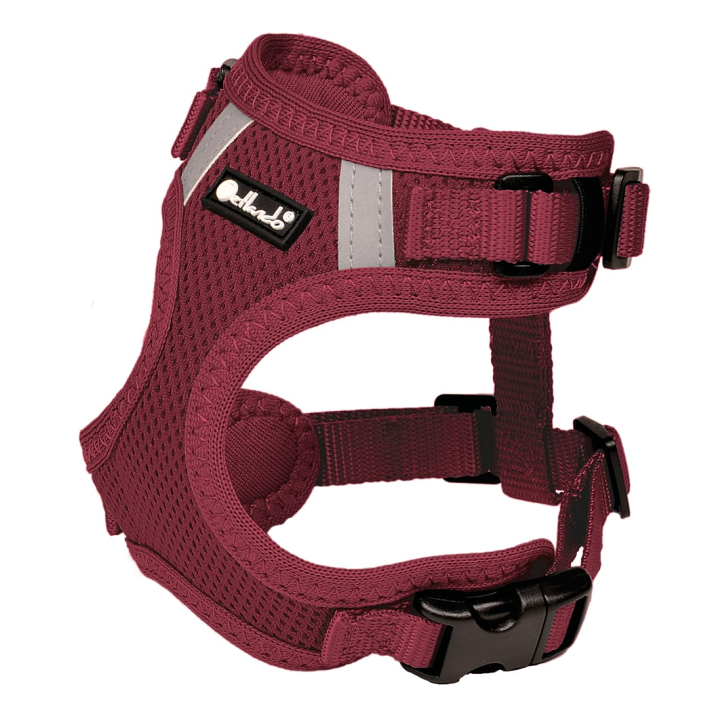 Leichtes Mesh-Hundegeschirr, verstellbar, reflektierend, Bordeaux XL