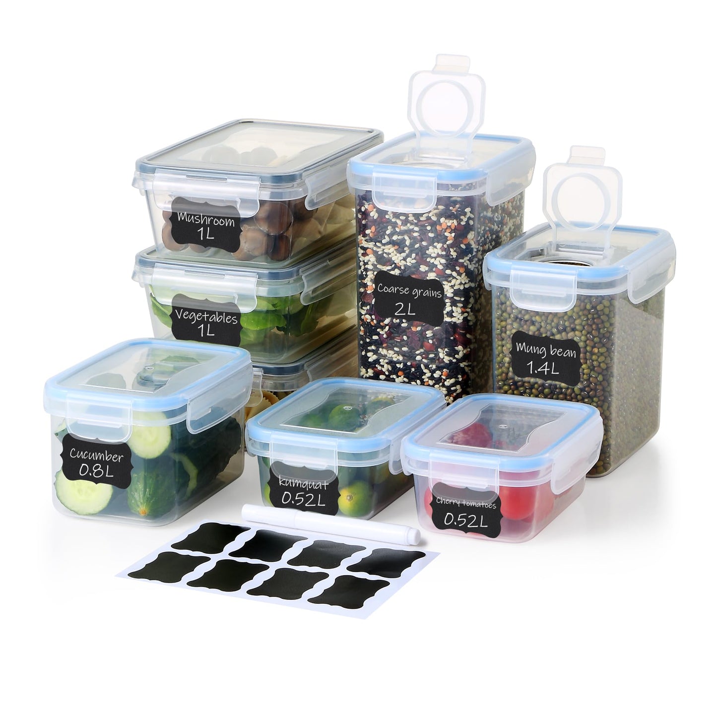 Luftdichte Vorratsdosen-Set (8-teilig) mit Ausgiessdeckel, 8PCS2M3F3