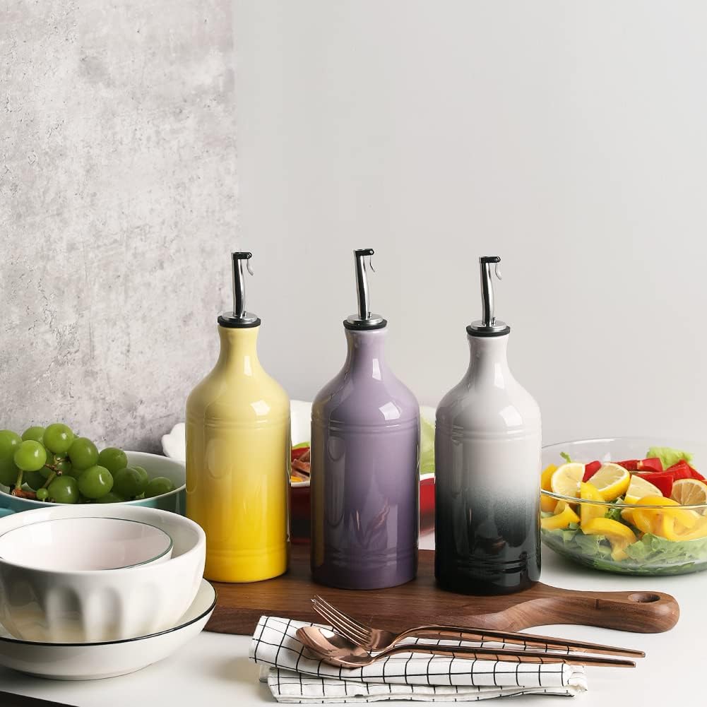 Keramik-Olivenöl-Spenderflasche, oxidationsschützend, Farbverlauf Lila 460 ml