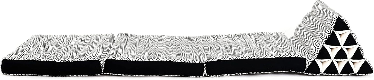 Japanische Futon Bodenmatratze mit Dreieckskissen, 3 Sitzsegmente Cbt5 - Schwarz