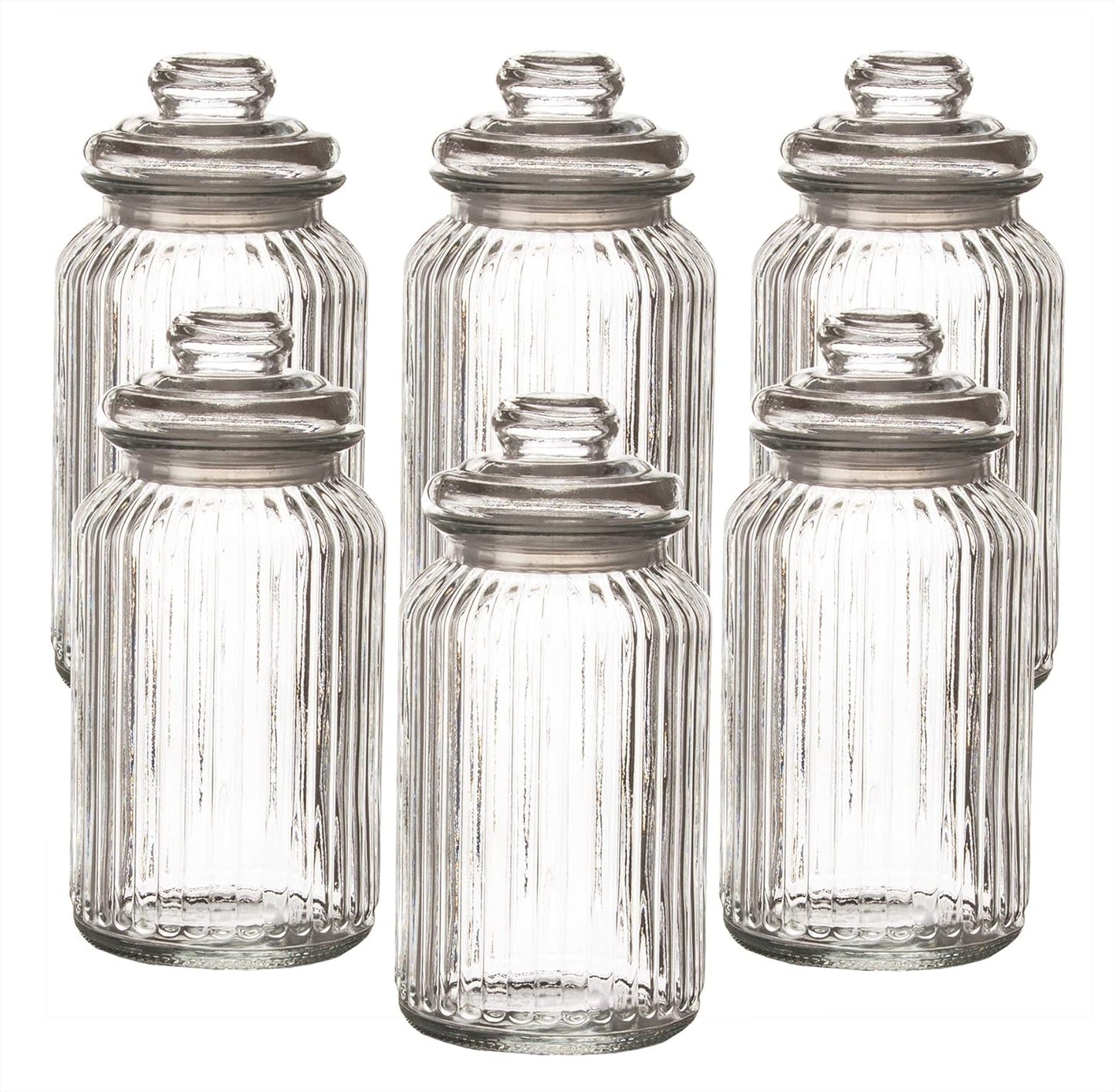 6er-Set Bonbongläser mit Deckel, 6x 1,3 L