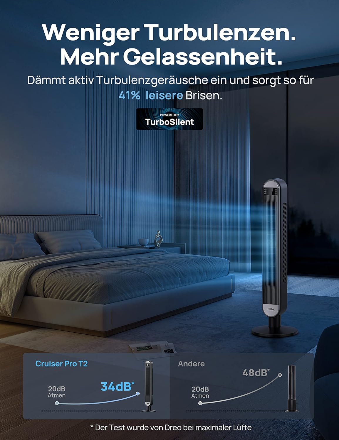 Smarter Turmventilator - Cruiser Pro T2S, Schwarz
