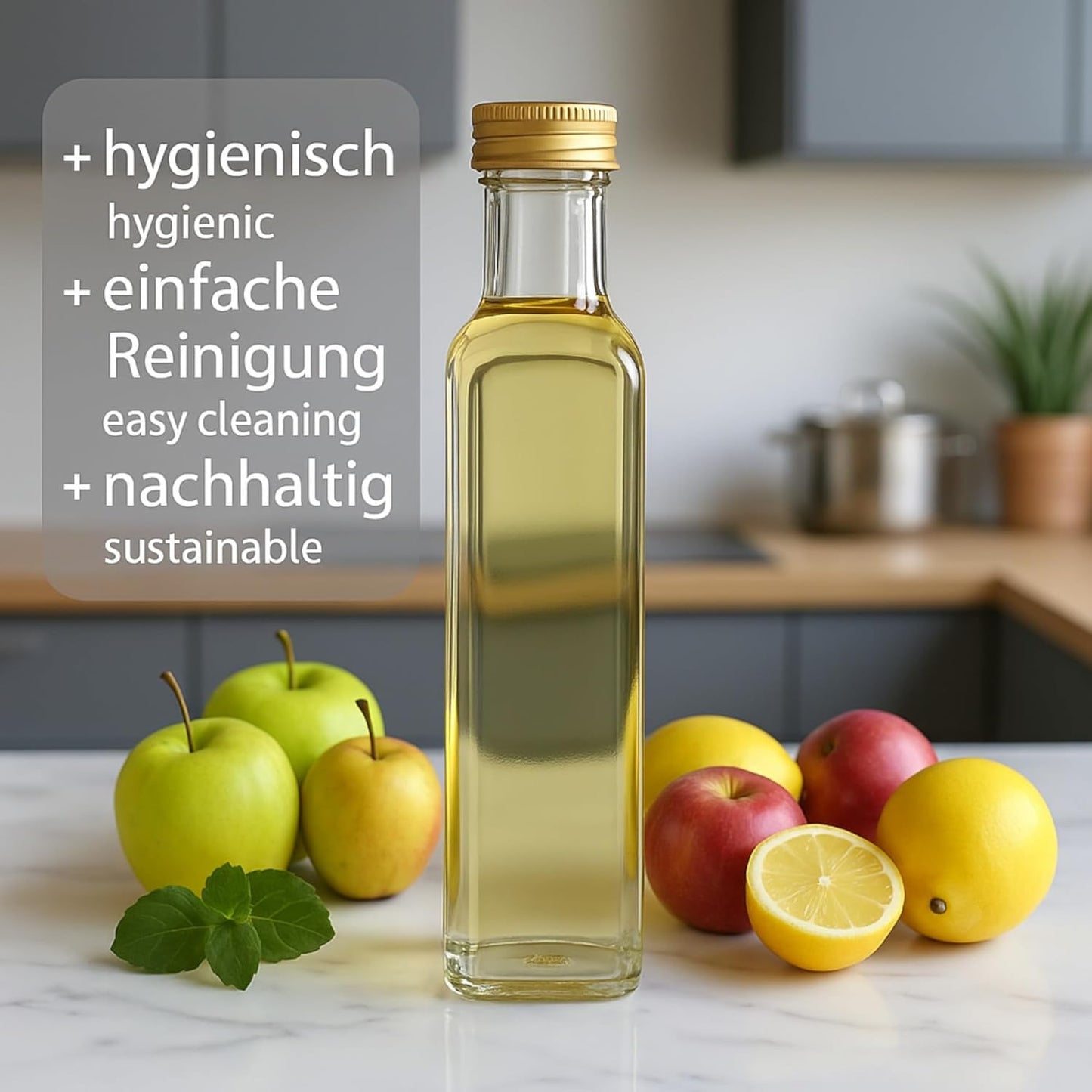 10-teiliges Glasflaschen-Set mit Schraubverschluss, Transparent/Gold 10 Stück