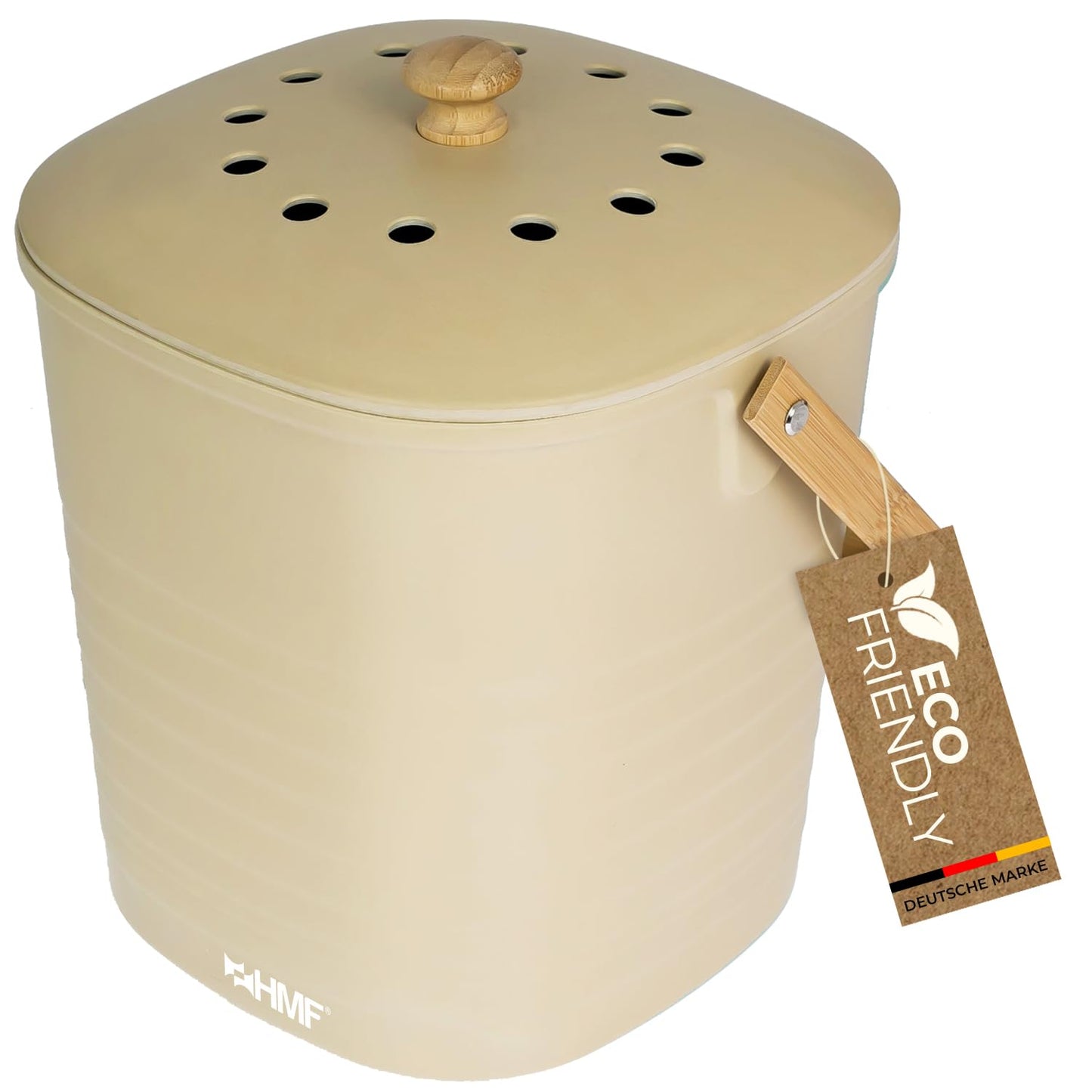 Geruchsdichter Biomülleimer, Beige 6 L
