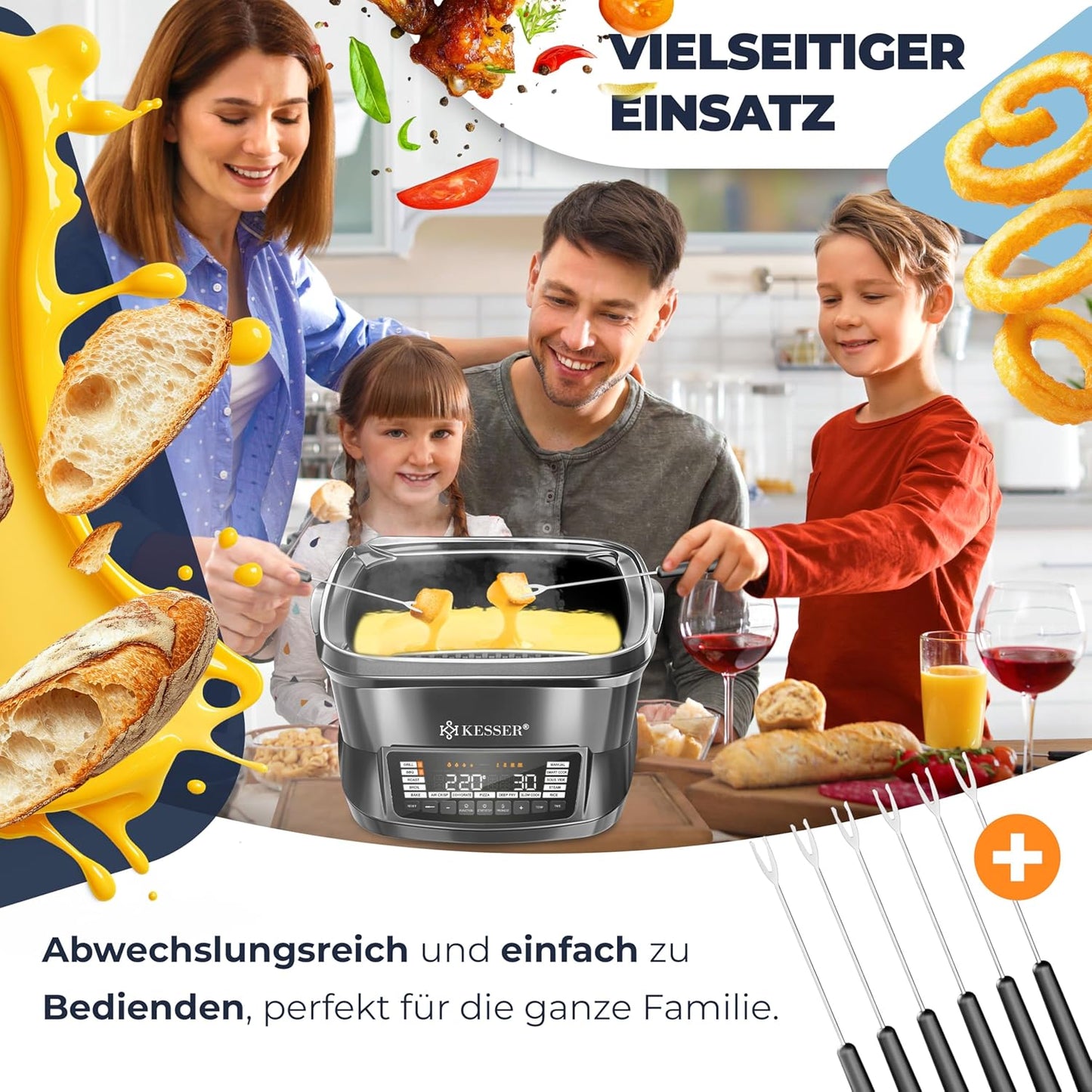 Multikocher mit Heissluftfritteuse, Schwarz