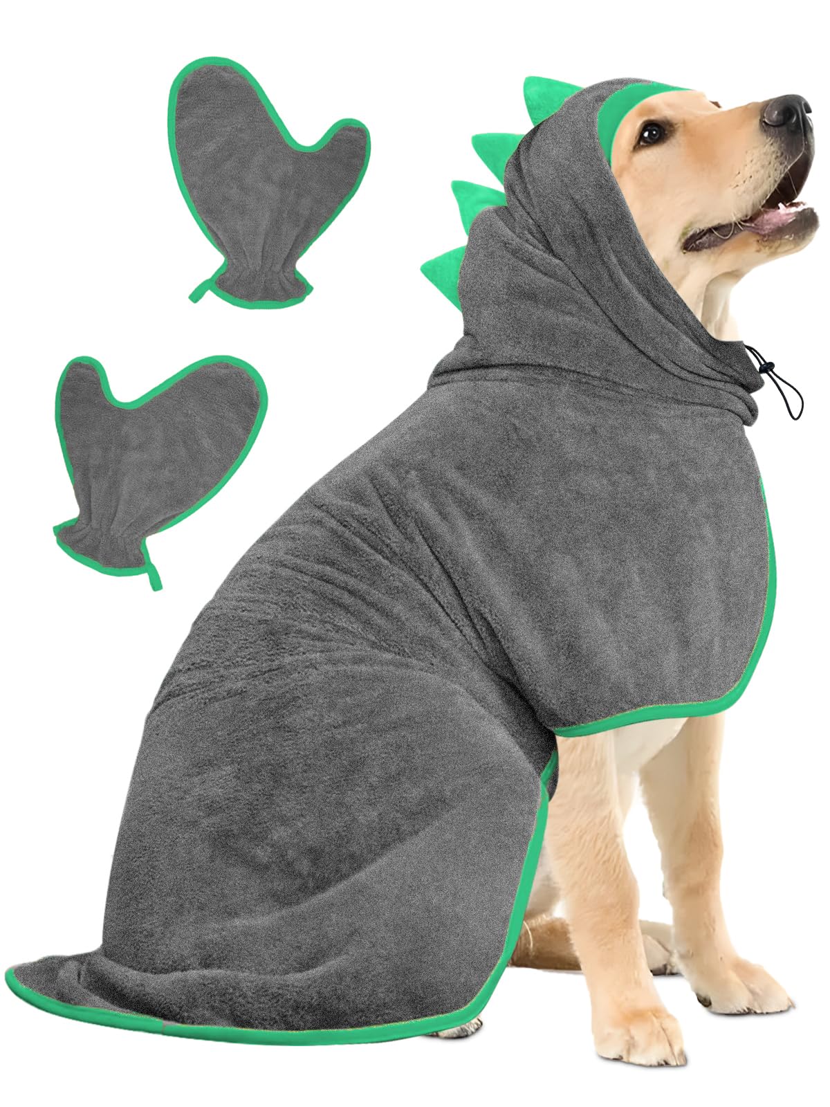 Hundebademantel, L Grau grün