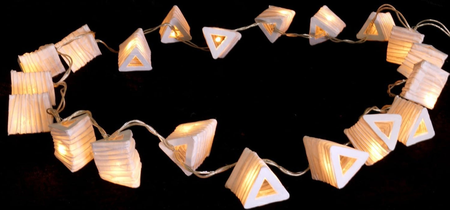 Lichterkette Lampions Triangle mit 20 LEDs, Mix Naturweiss, normal