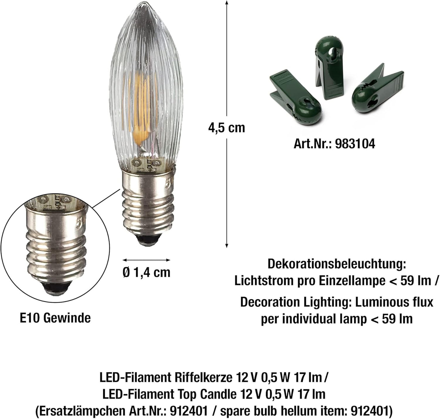 Weihnachtsbaumbeleuchtung, 20 LED-Filament / 13,3m beleuchtet