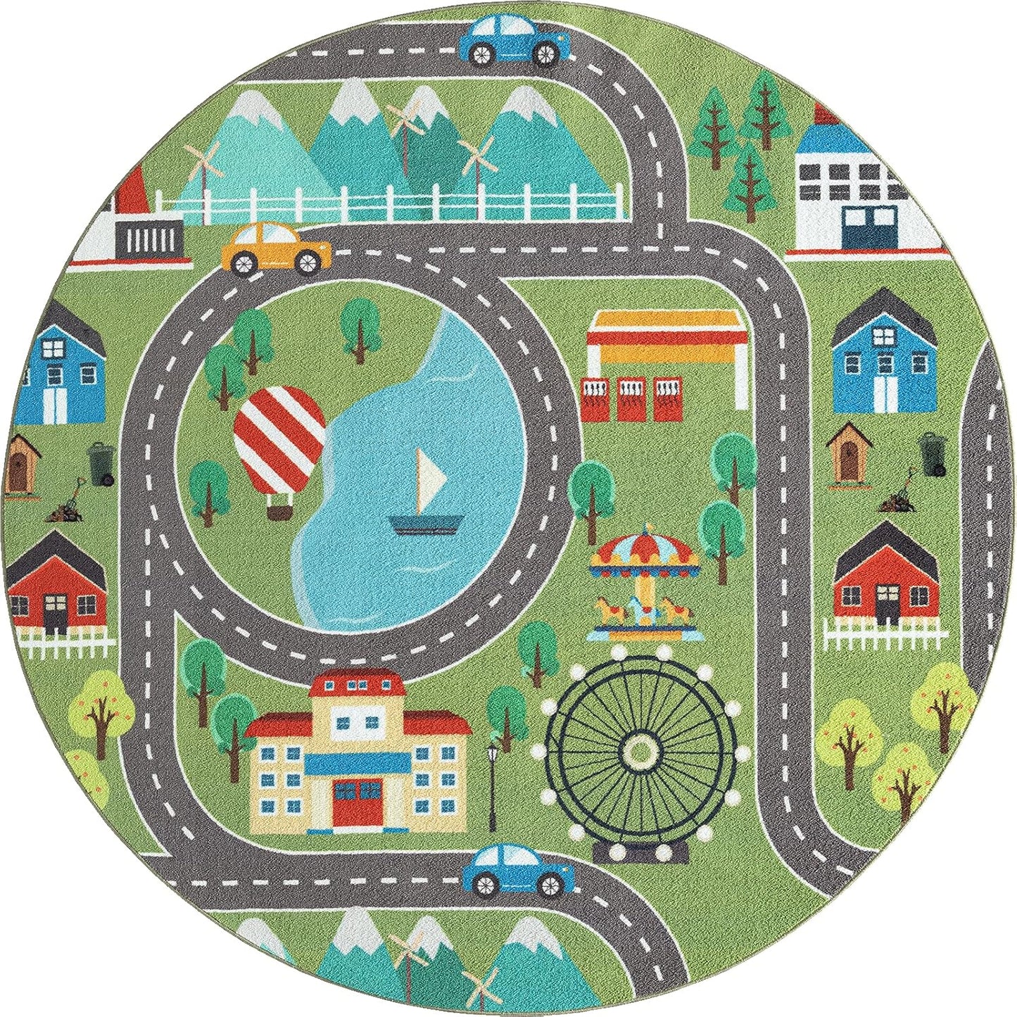 Kinder-Spielteppich mit Strassenmotiv, 140 x 200 cm Grün