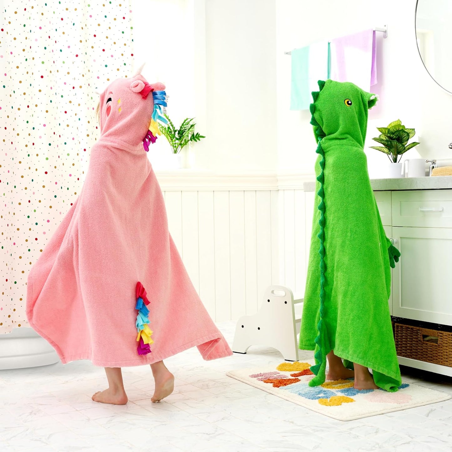 Dinosaurier Kapuzenhandtuch für Kinder (3-10 Jahre), Grün