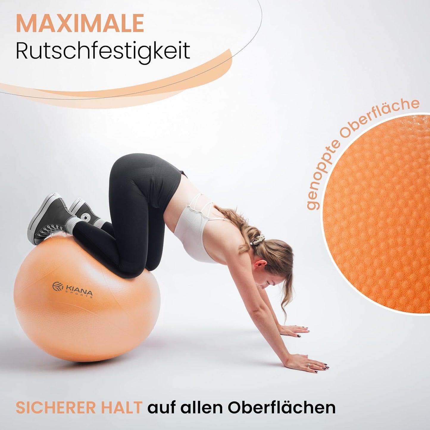 Gymnastikball & Sitzball mit Noppen (inkl. Pumpe), Pfirsich M (für Körpergröße bis 165 cm)