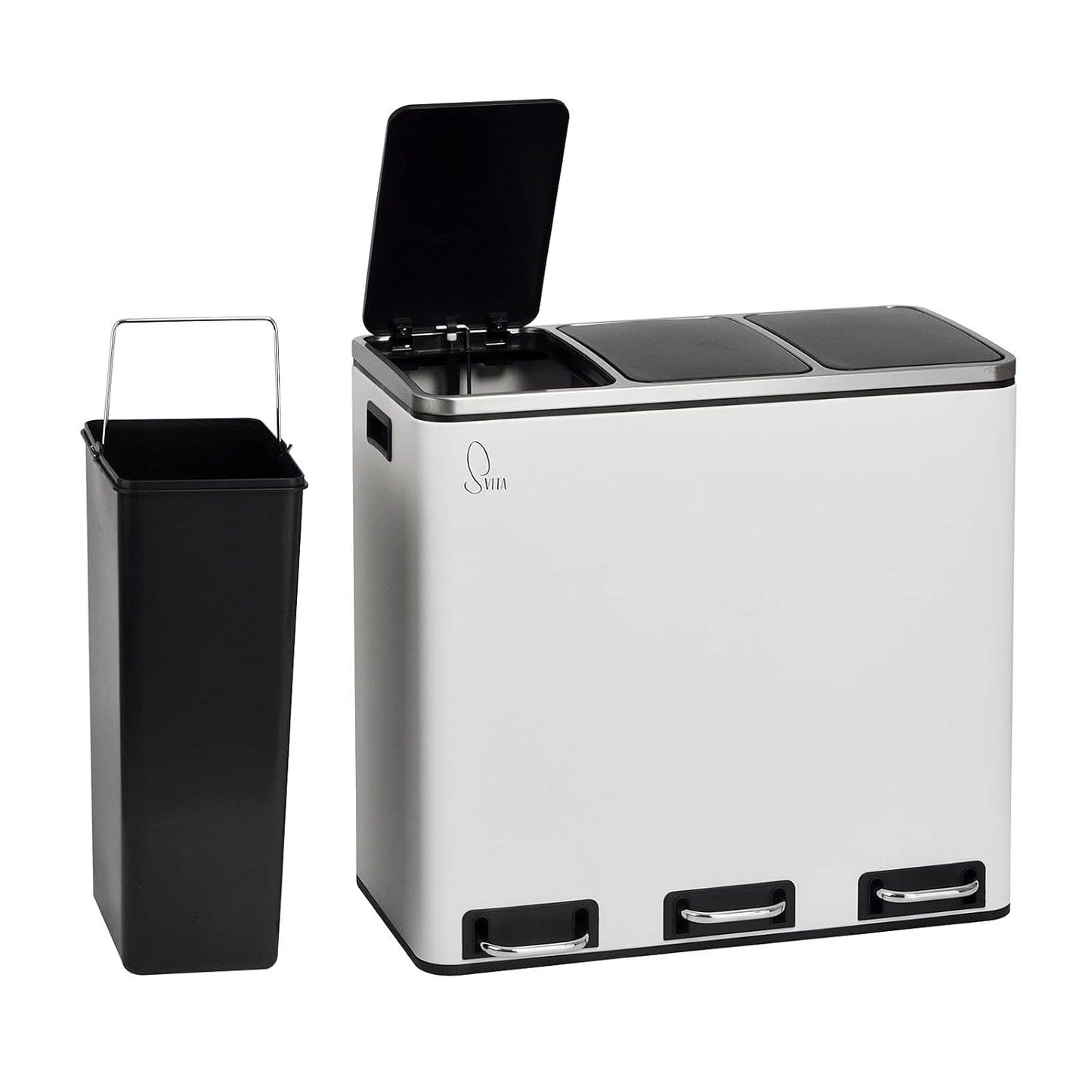 Mülleimer TM3X18 mit 3 Fächern, Weiss|TM3X18