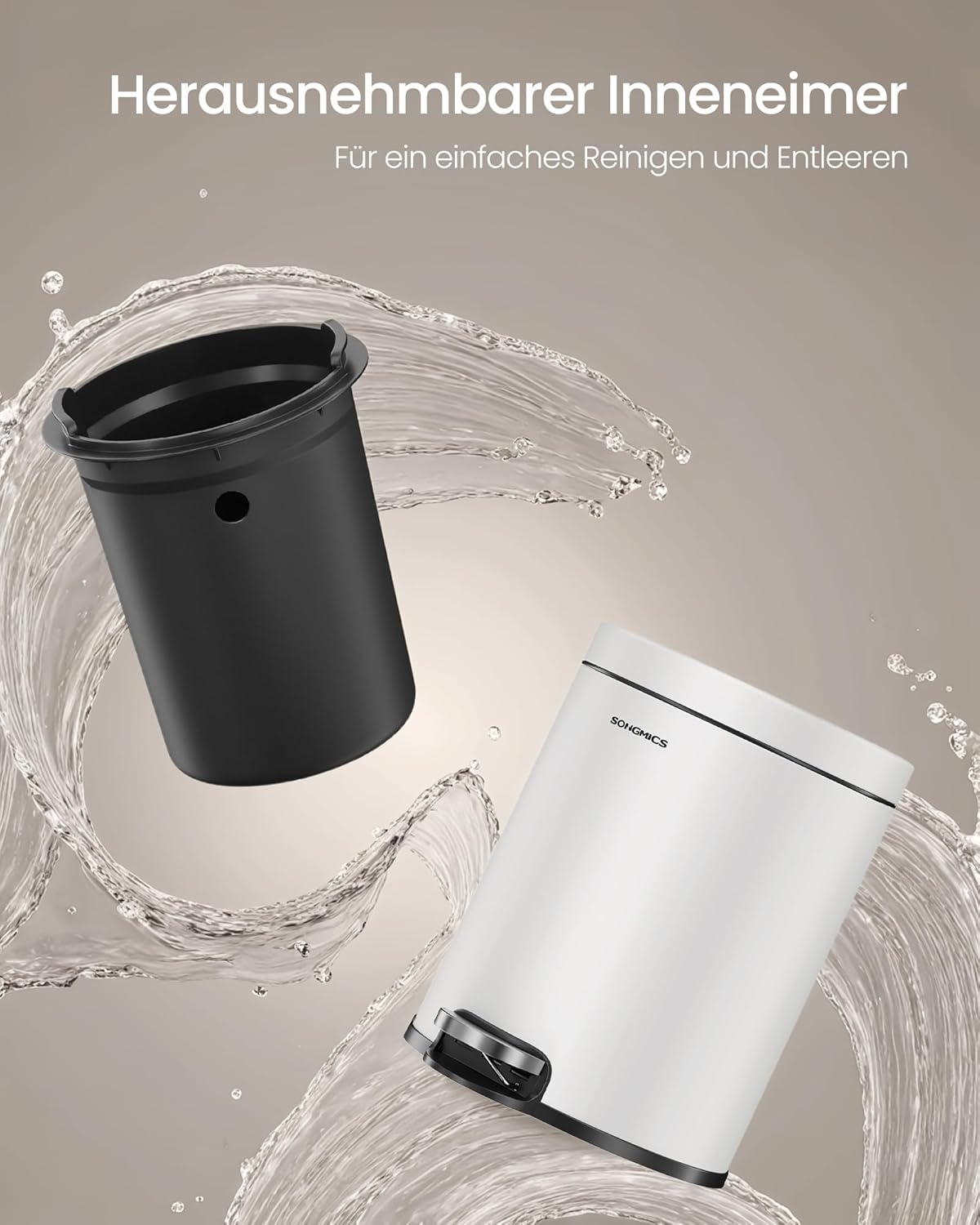 Kosmetikeimer mit Softclose-Deckel, wolkenweiss 6 L