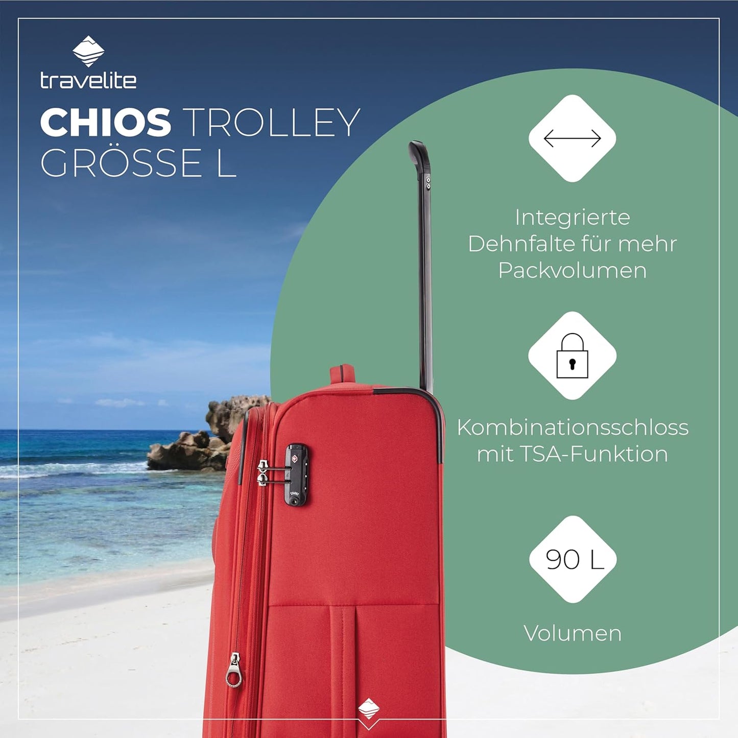 Weichschalenkoffer, Trolley Grösse L (78 cm) Rot
