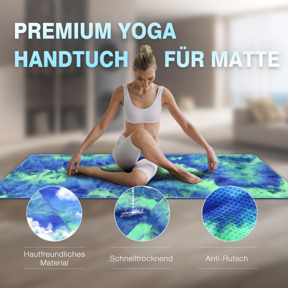 Rutschfestes Yoga-Handtuch, Blaugrün