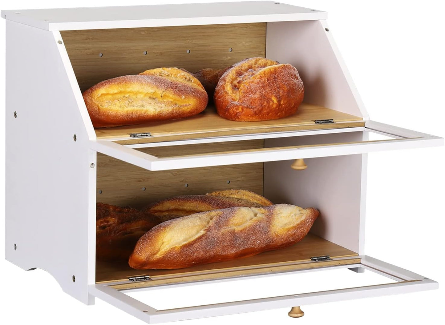 Brotkasten mit 2 Etagen, White(15.3" x 9.8" x 12.6")