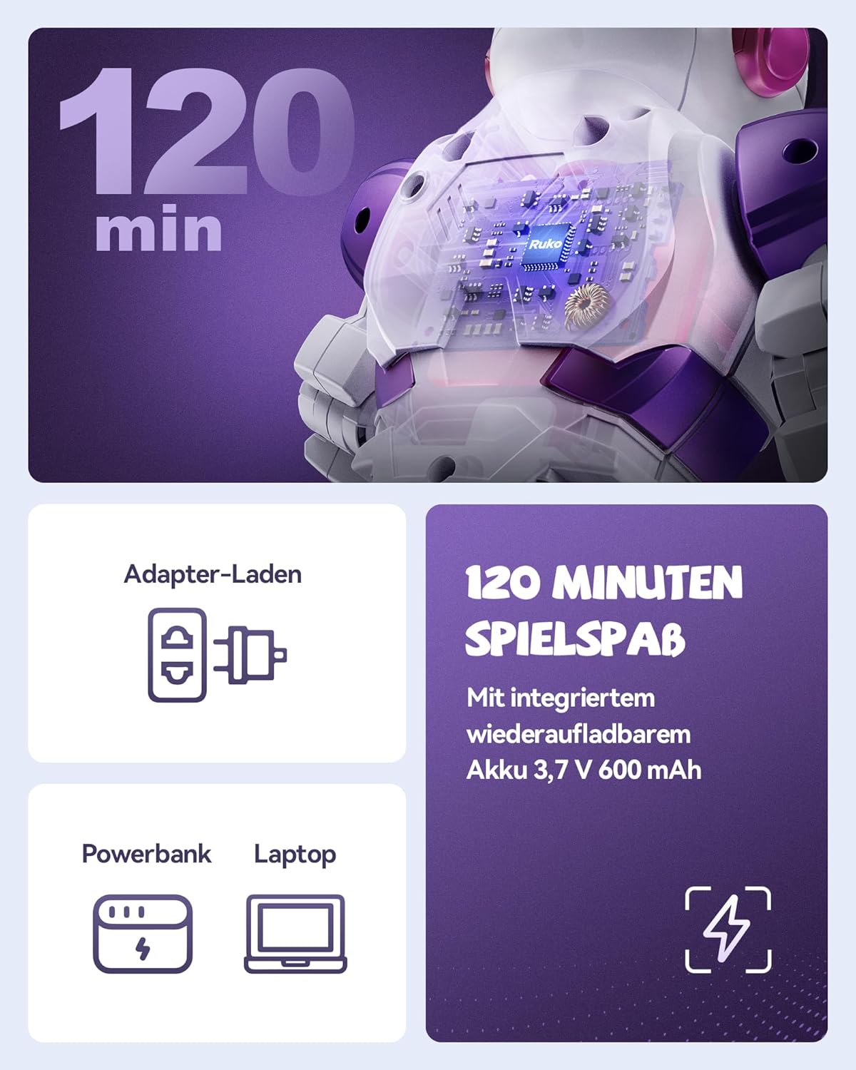 Tanzender Lernroboter 6088 mit App- und Gestensteuerung, Pink + Weiss