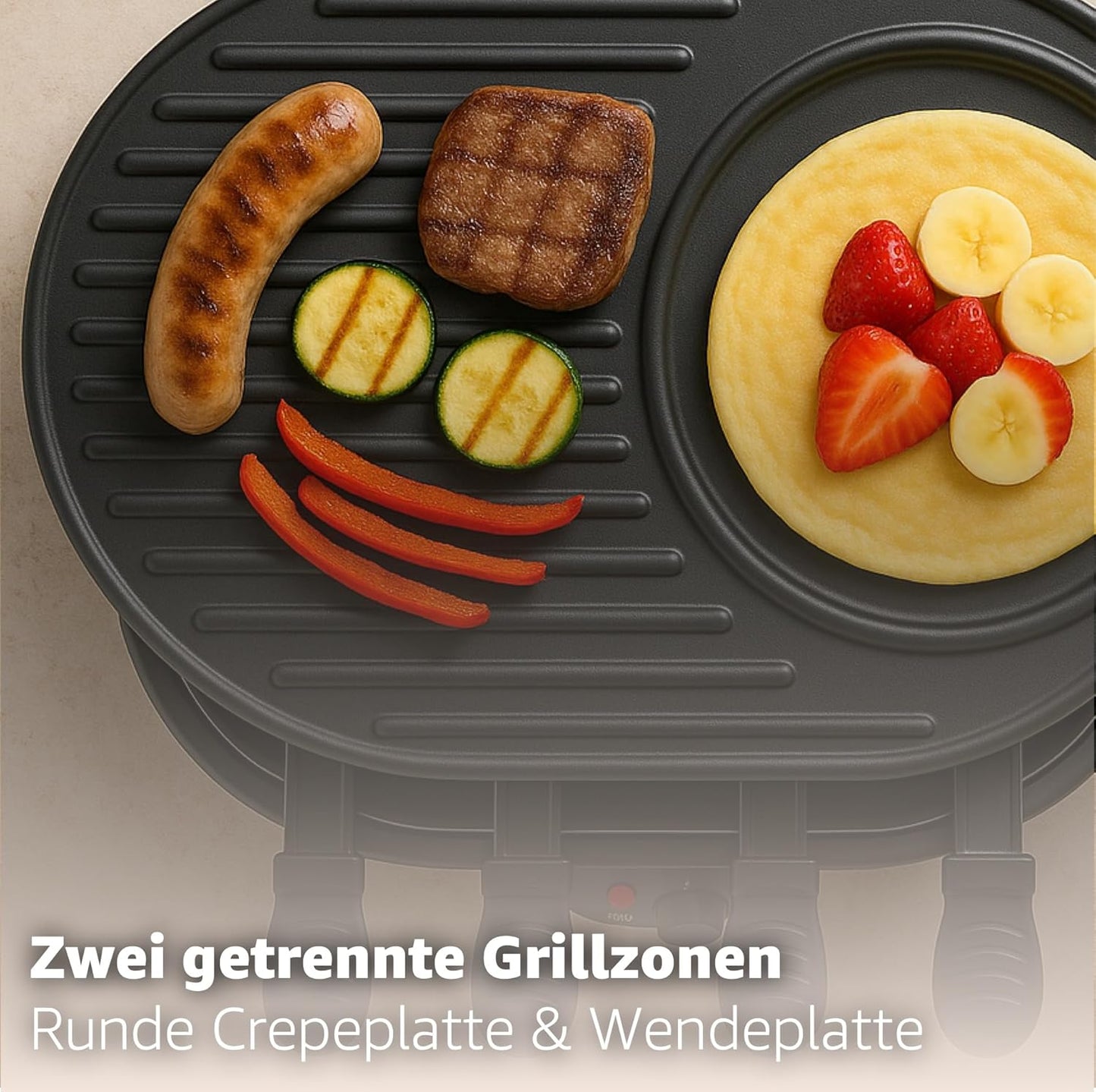Raclette-Set für 8 Personen mit Pfännchen, Rund