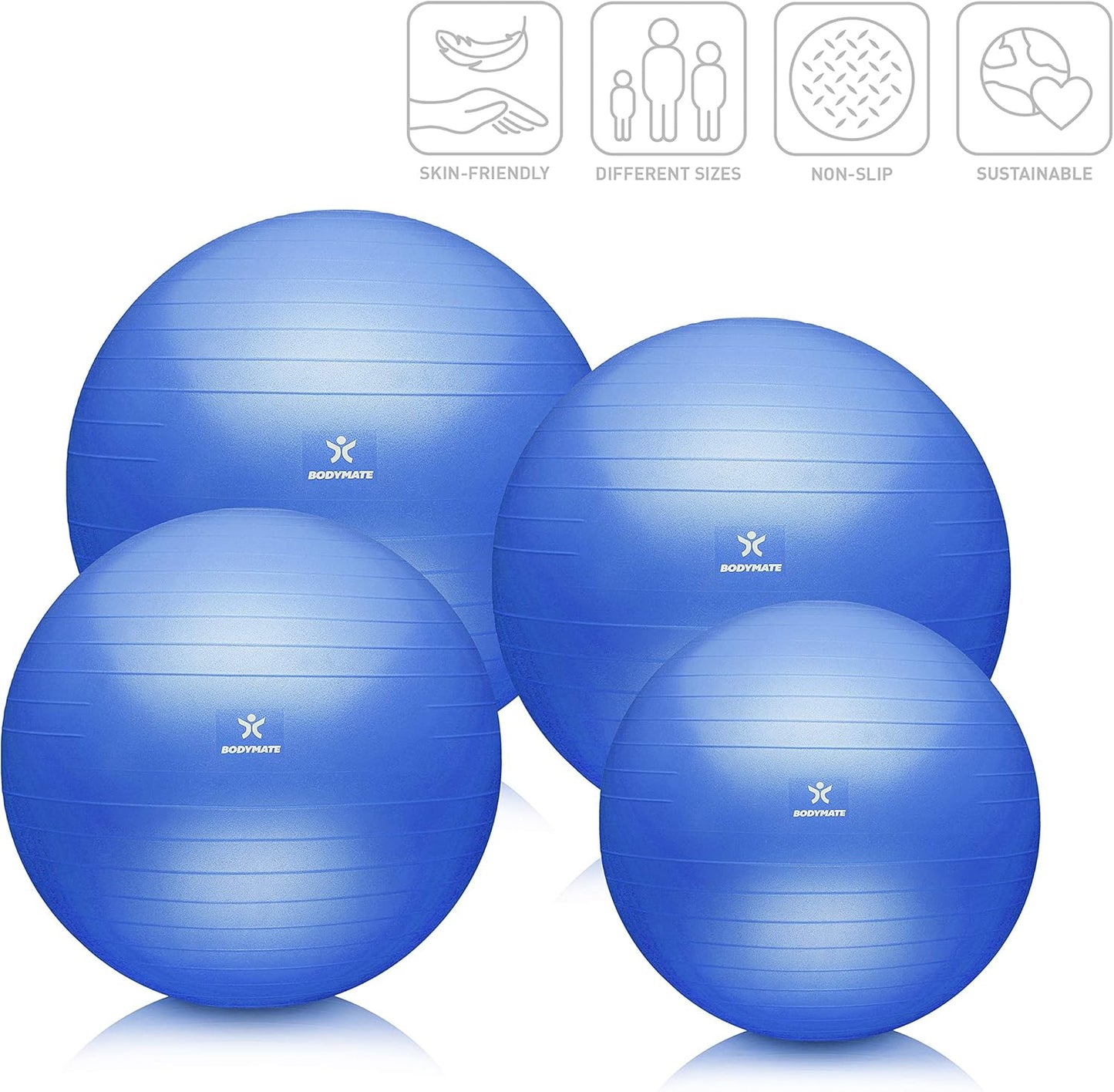 Gymnastikball mit Pumpe, Blau 85 cm (für Körpergröße ab 186cm)