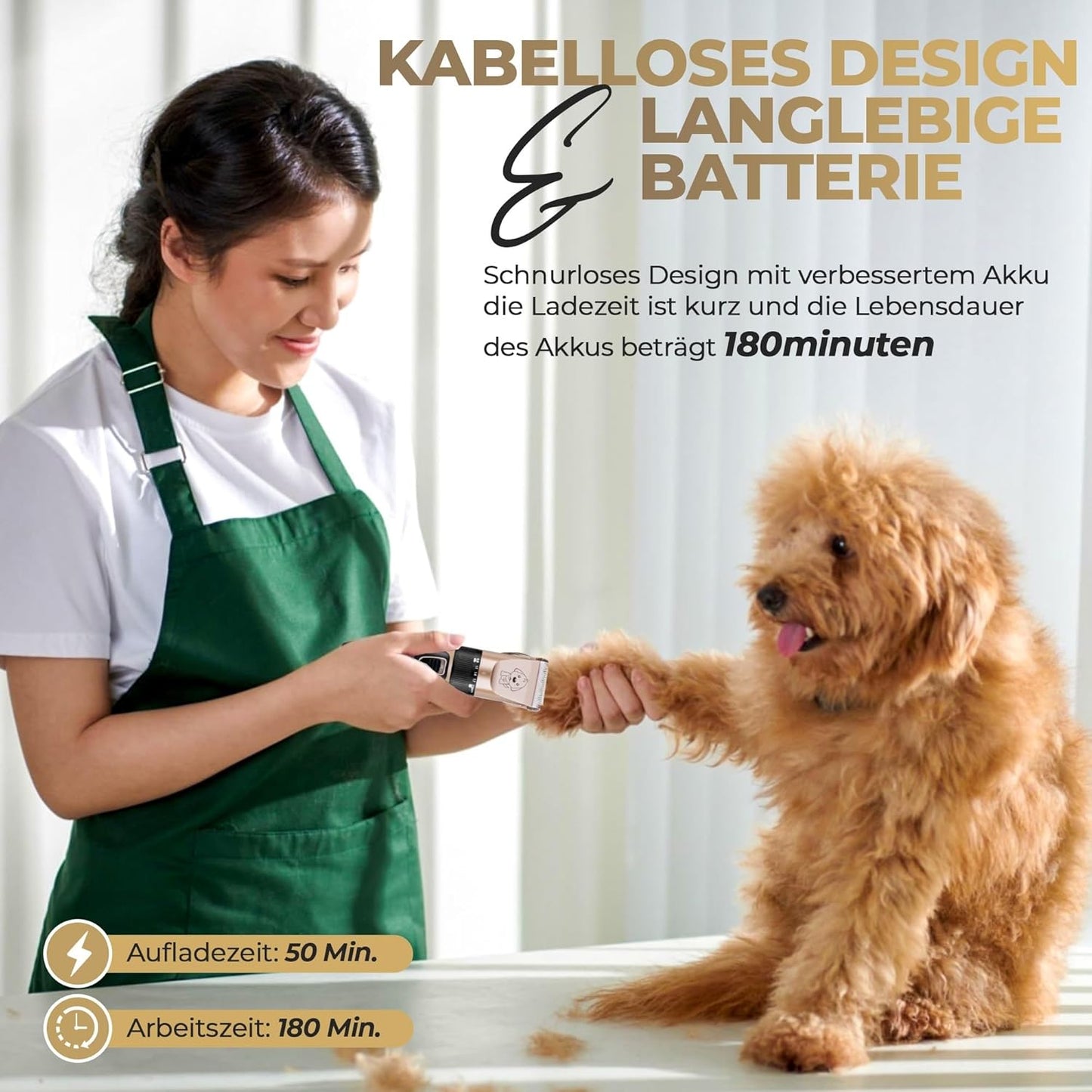 Hundeschermaschine mit Reinigungsbürste