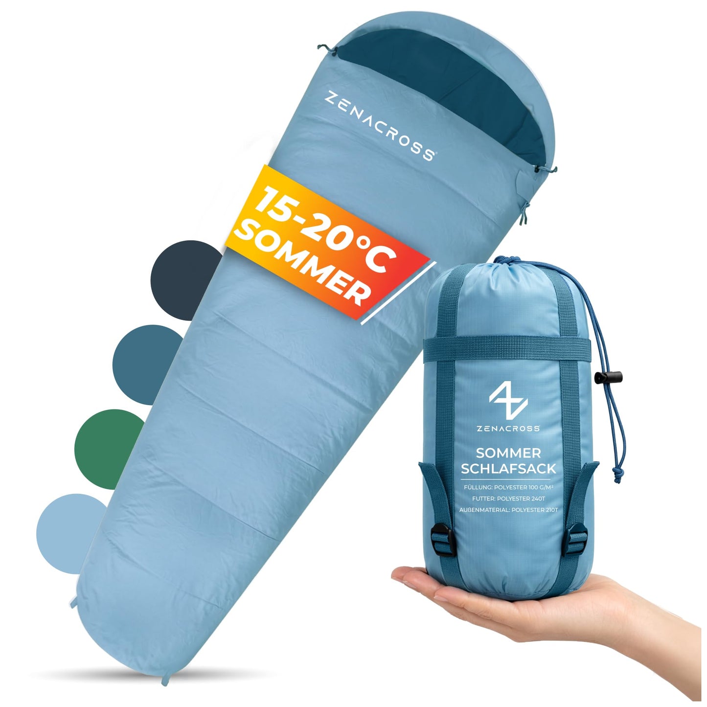 Ultraleichter Sommerschlafsack, Blau
