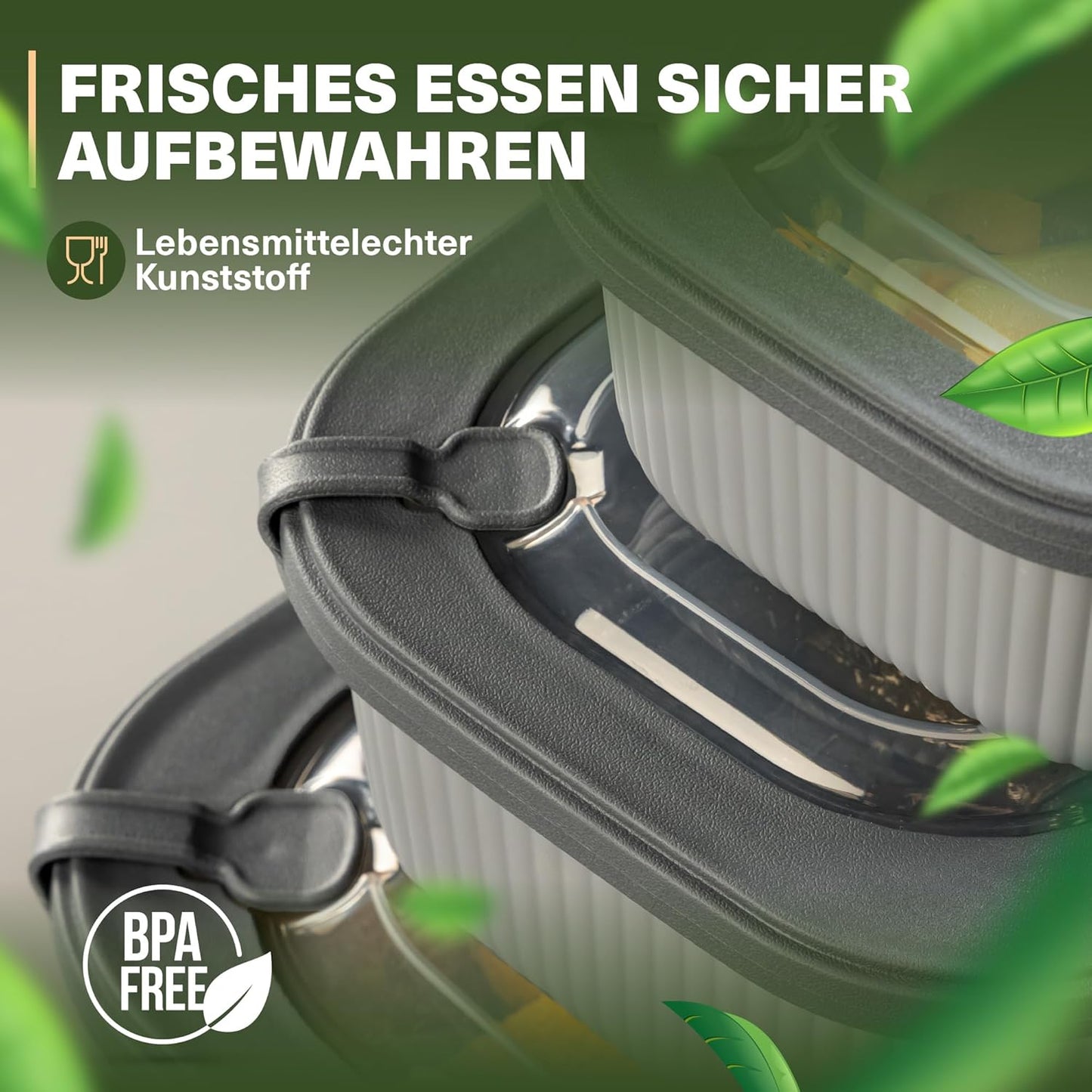 9-teiliges Frischhaltedosen-Set mit Ventildeckel, Grau 9er Set Quadratisch