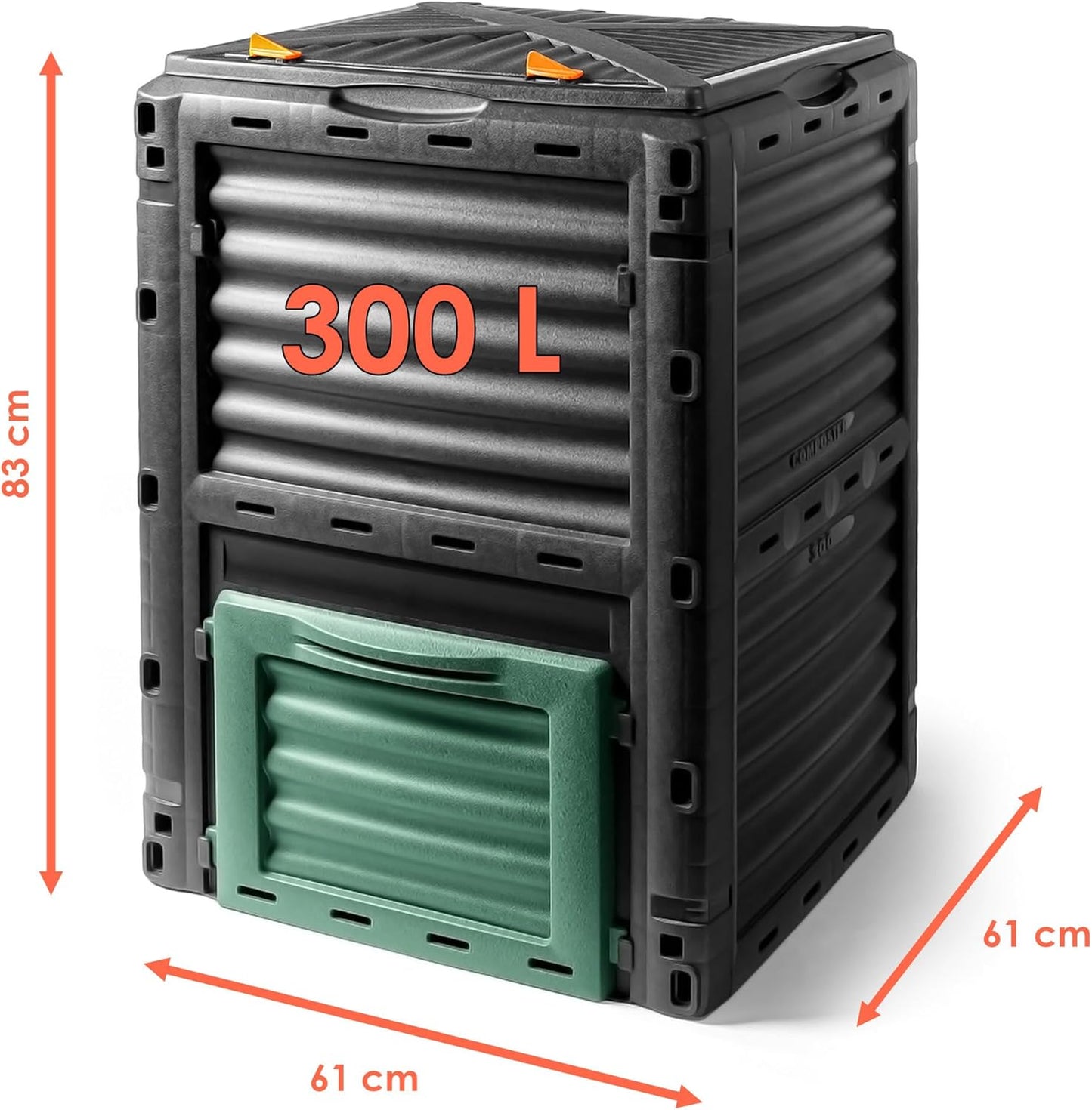 Komposter-Set, 2x 300 L, mit Deckel, 2 Stück 300 L
