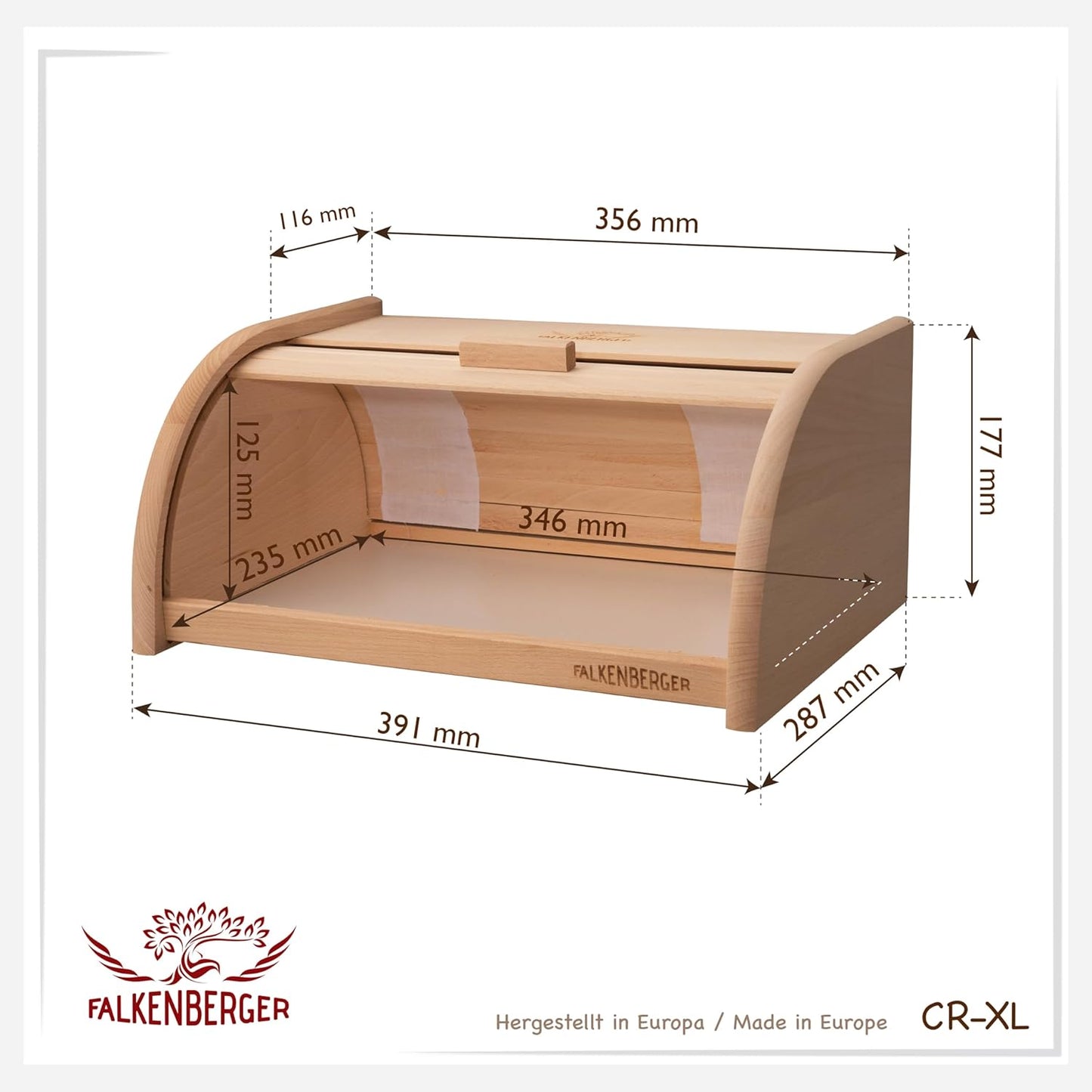 Brotkasten mit Roll-Deckel, Natur XL