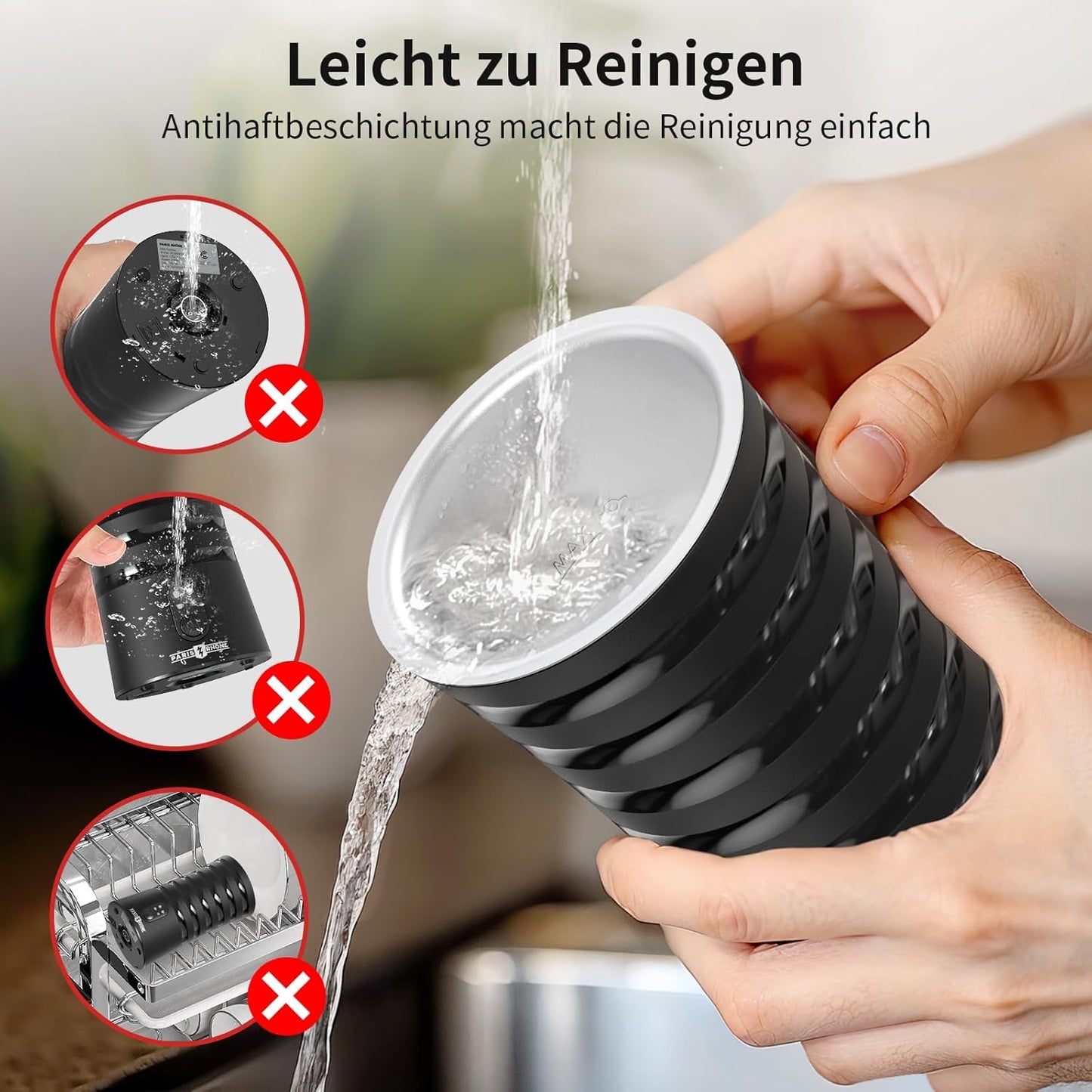 Elektrischer Milchaufschäumer, Schwarz