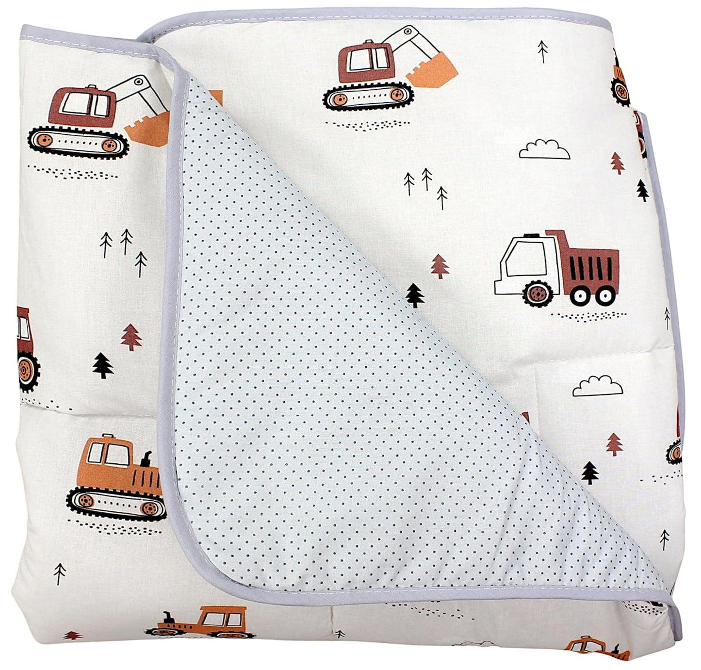 Gepolsterte Krabbeldecke für Babys (120x120 cm), Bagger Beige