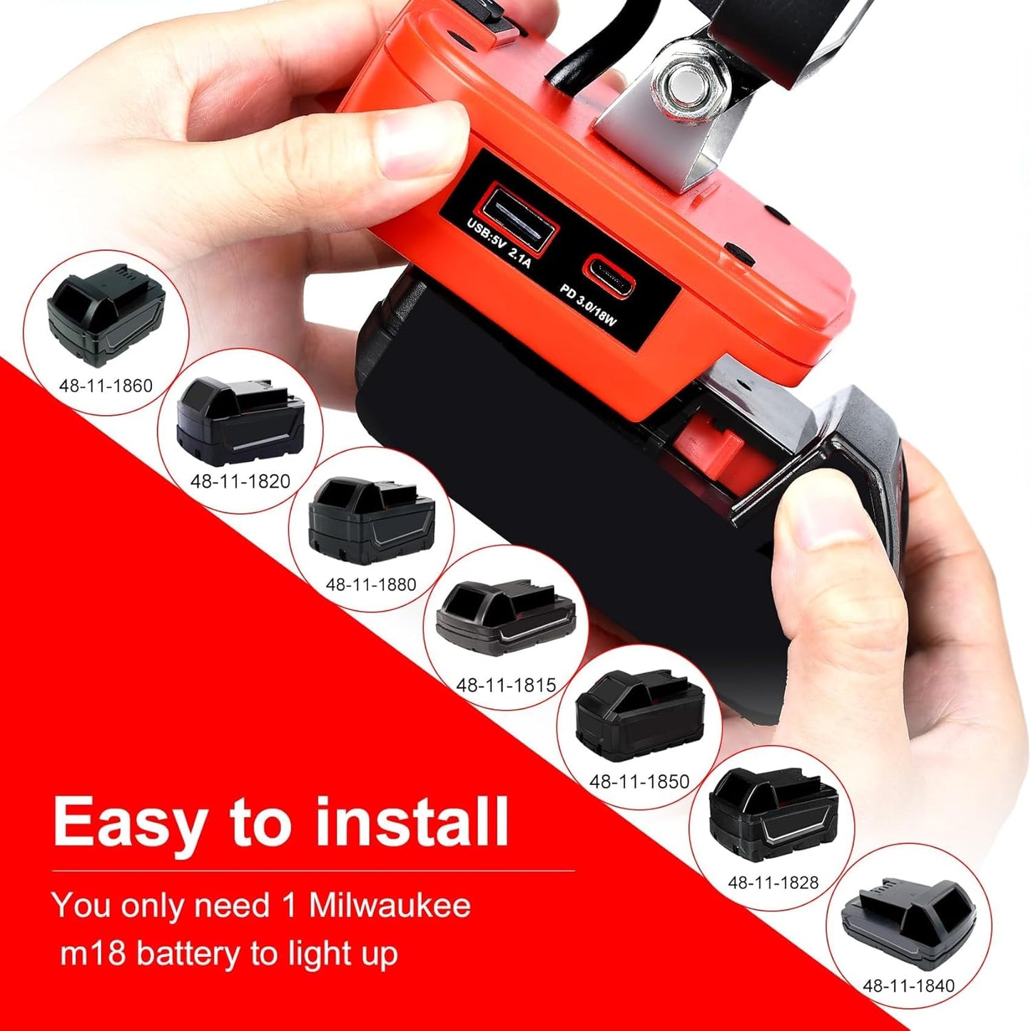 Kabellose LED Arbeitsleuchte, 48w für Milwaukee M18 18v
