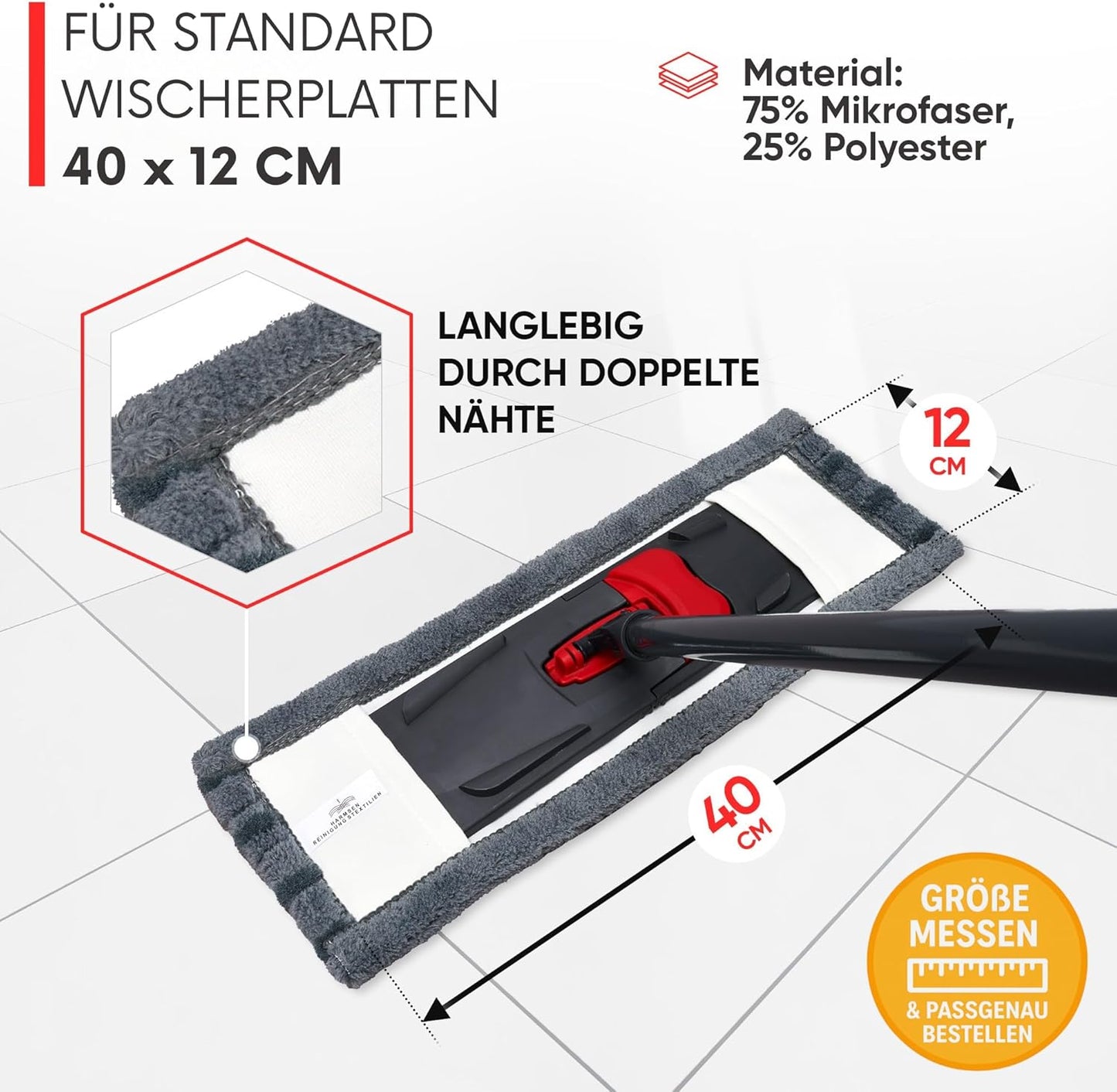 Wischmopp-Bezüge für starke Verschmutzungen 5er Set, Starke Verschmutzung 40 cm - 5 Stück