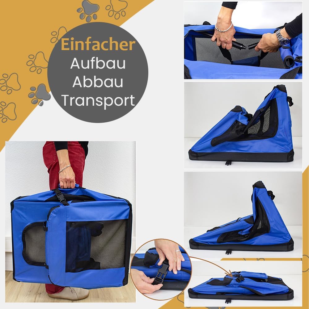 Faltbare Hundebox für Auto, XXXL (101 x 68 x 70 cm) Blau