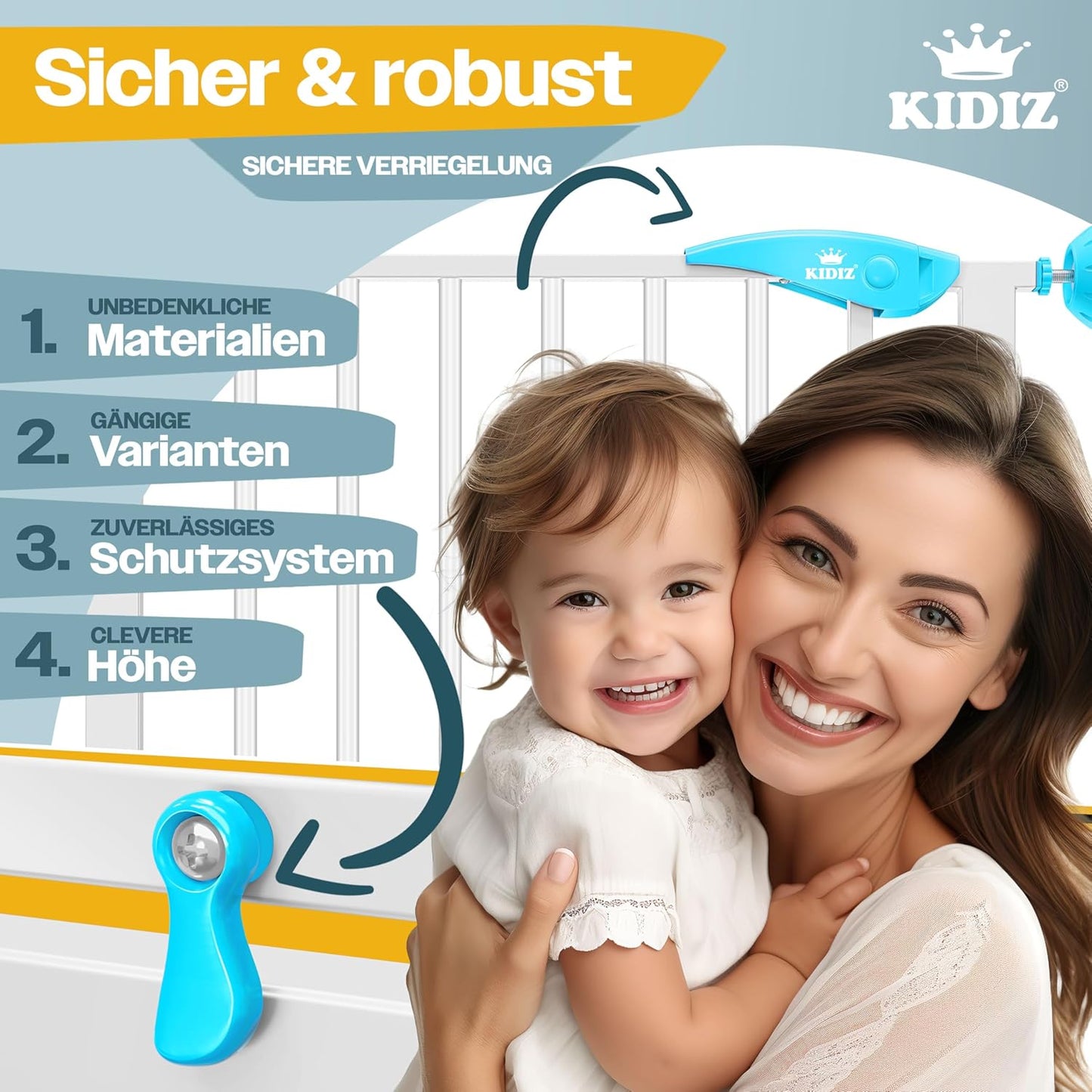 Treppenschutzgitter Auto-Close ohne Bohren (88-101 cm), 88-101 cm Weiß