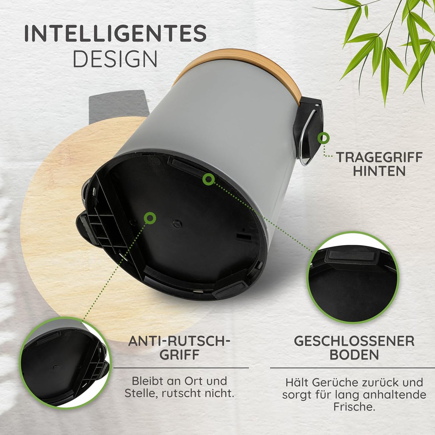 Tretmülleimer mit Softclose-Deckel, Grau