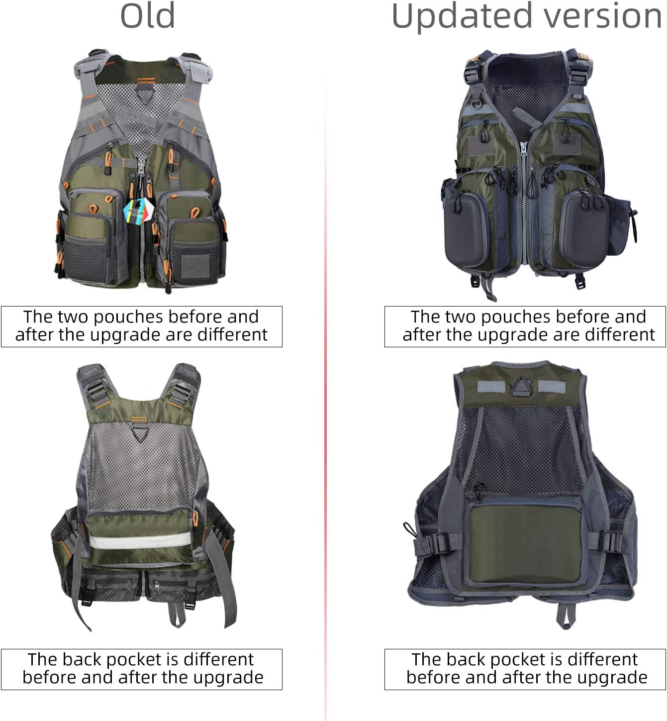 Outdoor-Angelweste mit vielen Taschen, Einheitsgröße Große Größen armee-grün