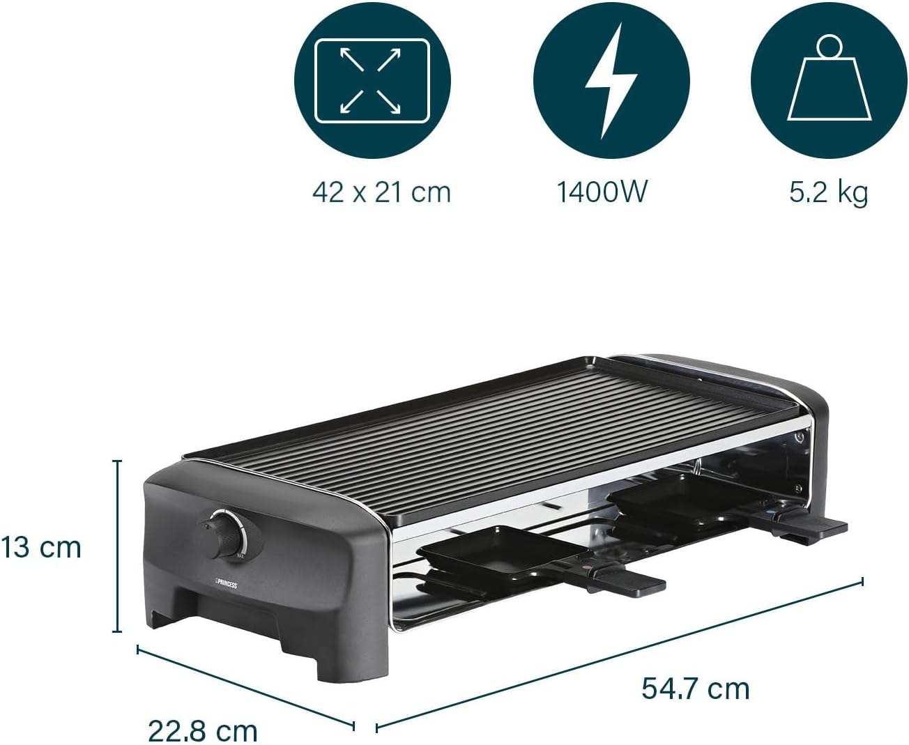 Raclette- und Teppanyaki Grill für 8 Personen, 8 personnes Raclette Grill Plancha
