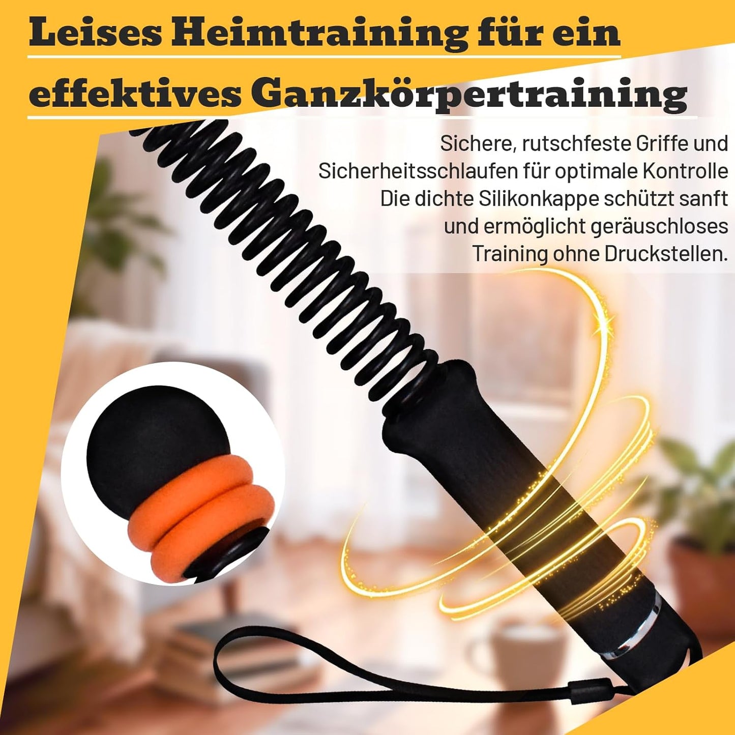 Verstellbare Seillose Battle Ropes, Schwarz
